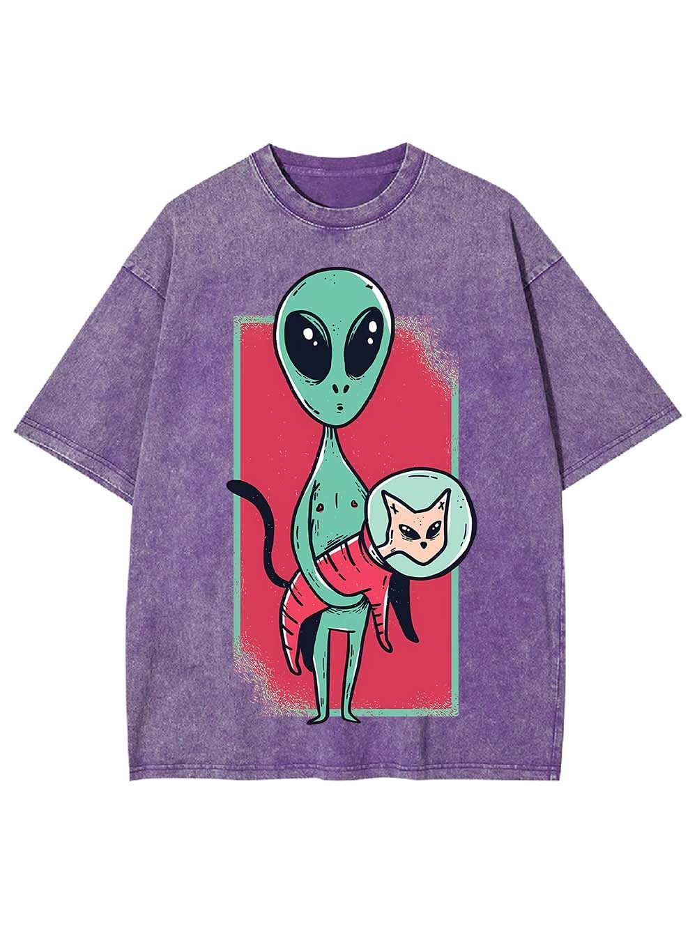 Alien Cat Discovery Washed Tshirt