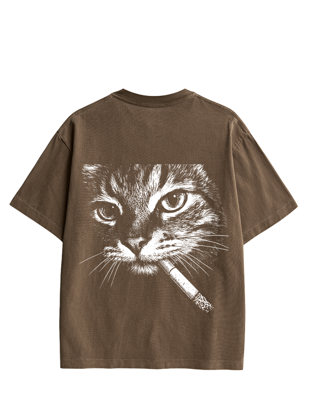 Sad Cat Energy Double Sided Print Washed TShirt