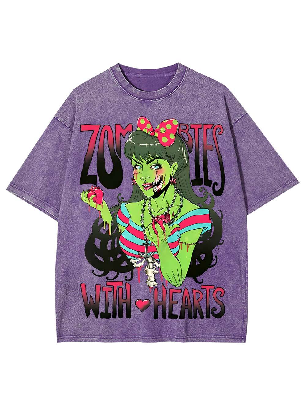 Zombies With Hearts Washed Tshirt