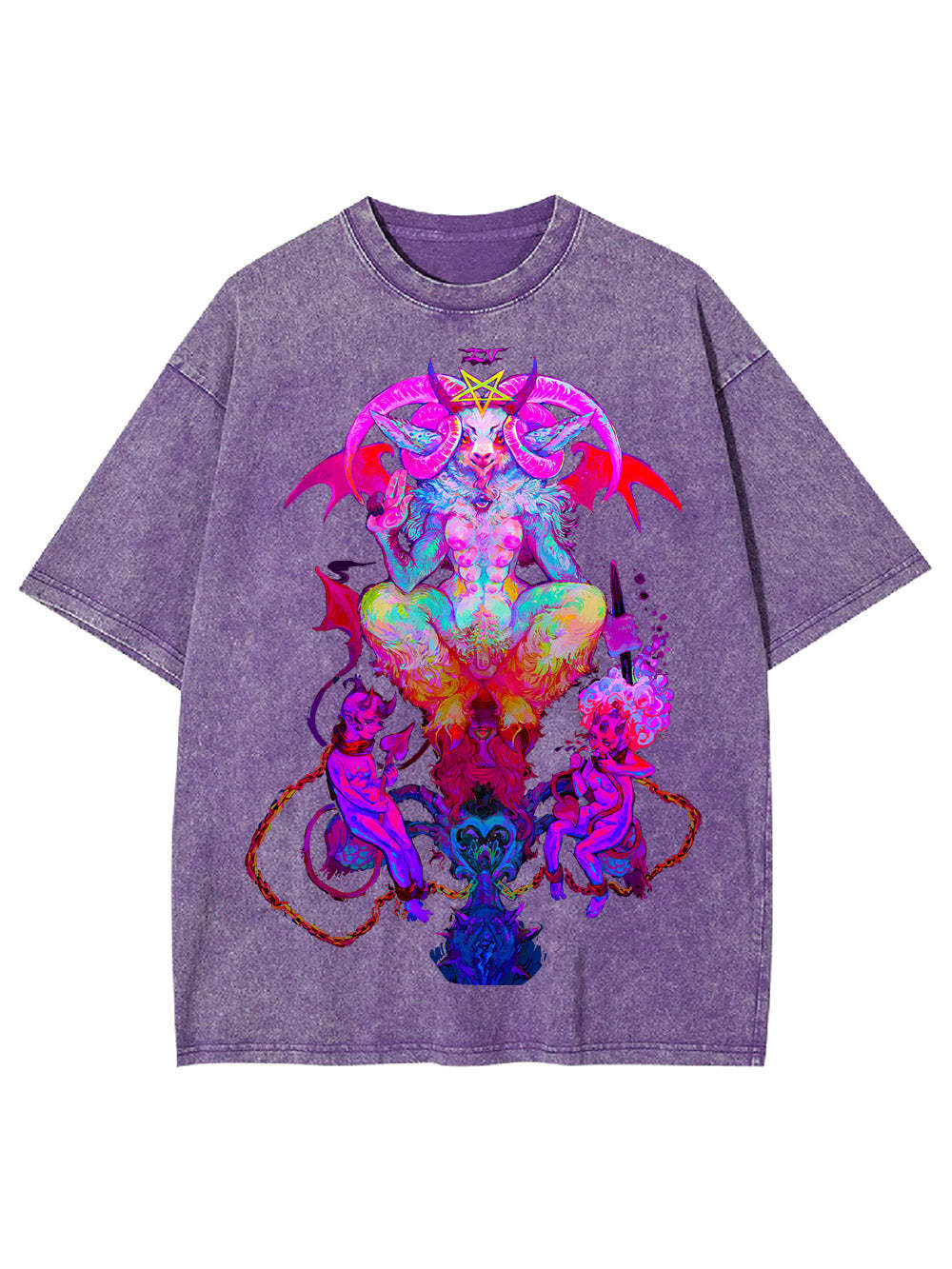 NEON BAPHOMET VISION WASHED TSHIRT