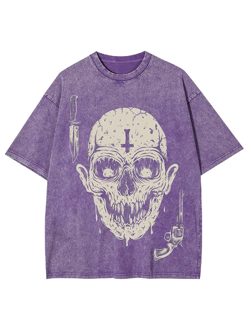 Sinister Skull Washed Tshirt-ClassyOutlaw Sale