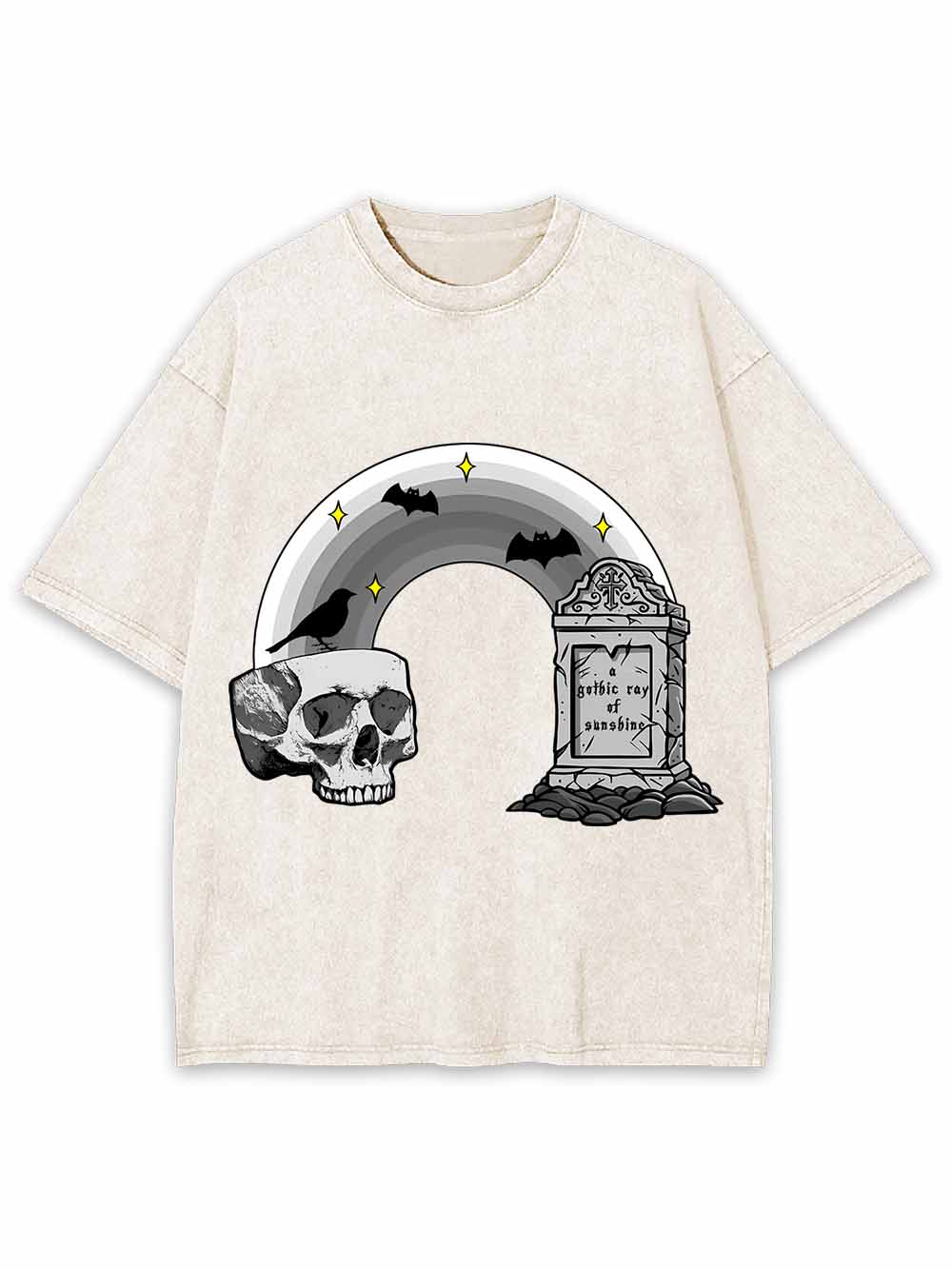 SKULL AND TOMBSTONE MEMO WASHED TSHIRT