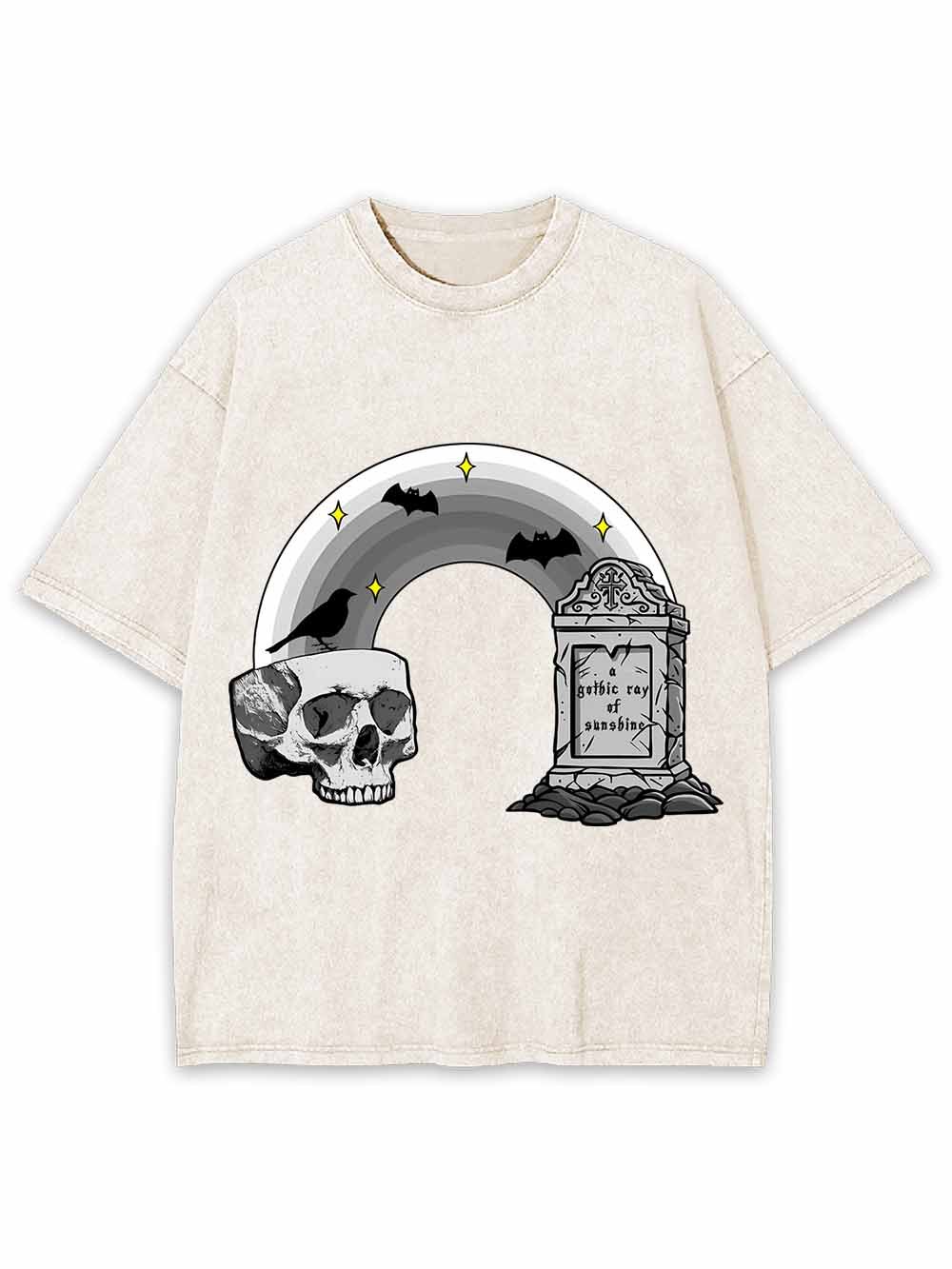 SKULL AND TOMBSTONE MEMO WASHED TSHIRT