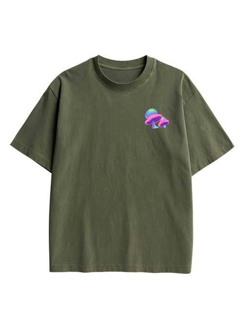 Mushroom Double Sided Print Washed TShirt