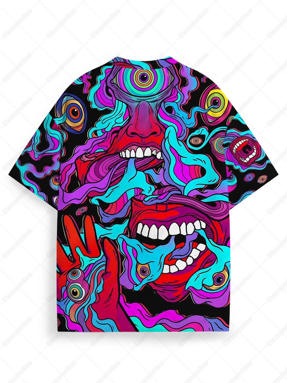 PSYCHEDELIC FACES ECO OVERSIZED GRAPHIC TEES