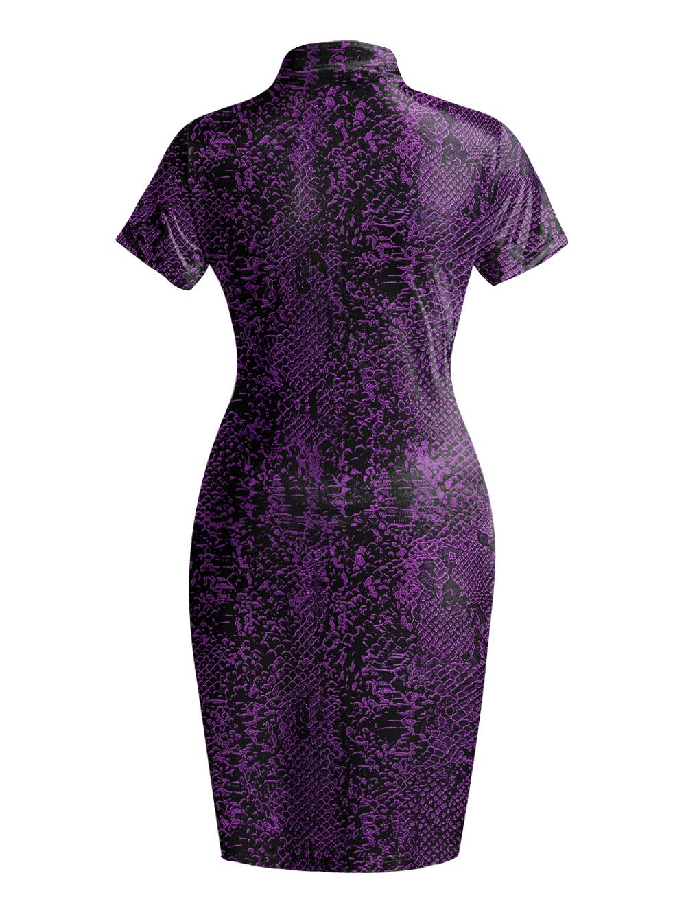 PURPLE SNAKE SCALE QIPAO MINI DRESS