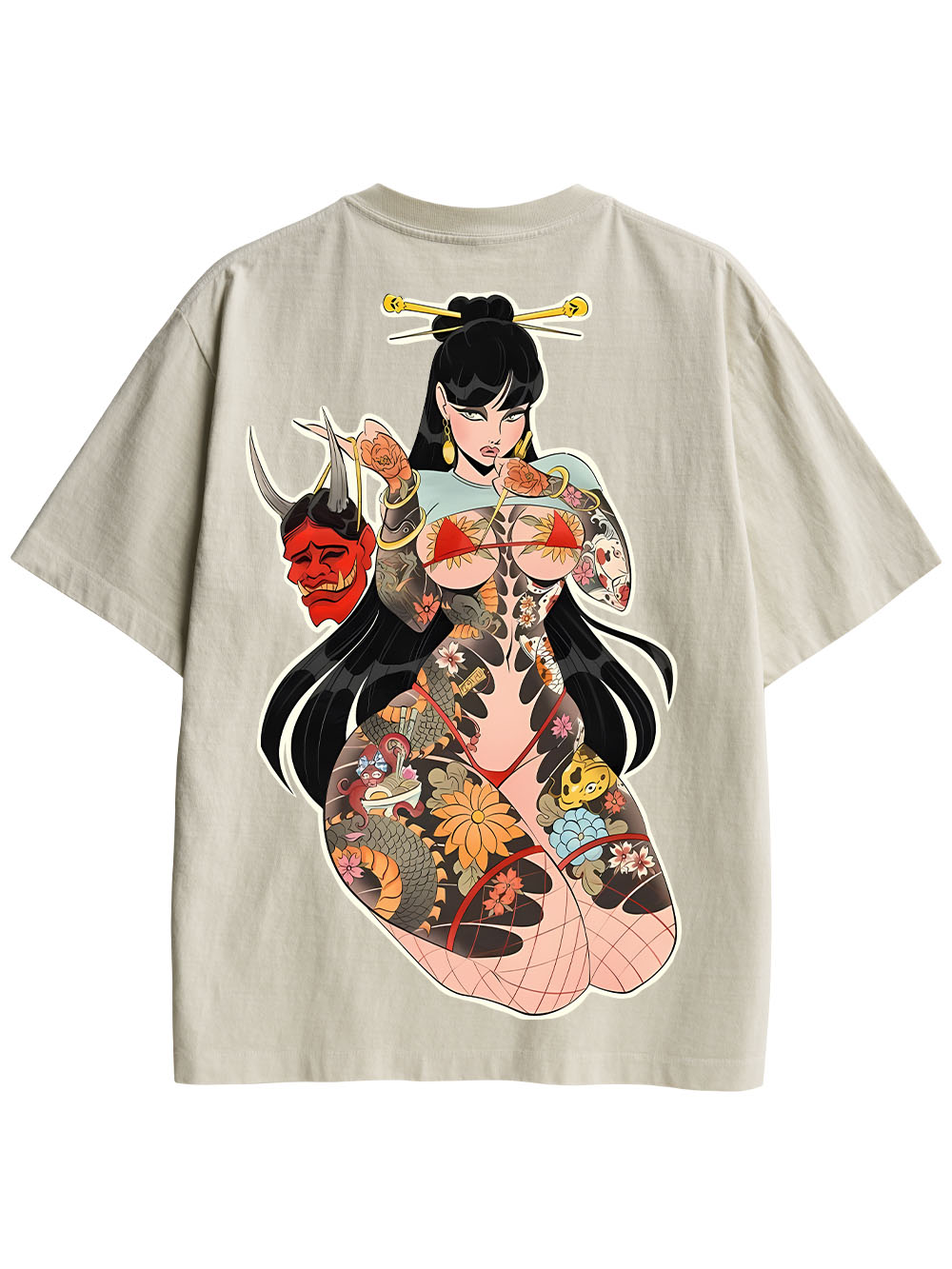 TATTOOED MYSTIQUE DOUBLE SIDED PRINT WASHED TSHIRT