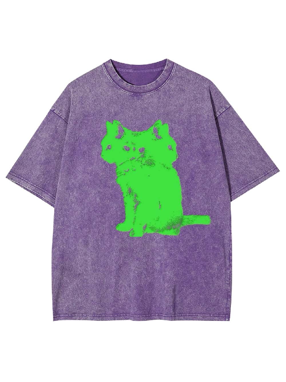 Three Headed Cat Washed Tshirt