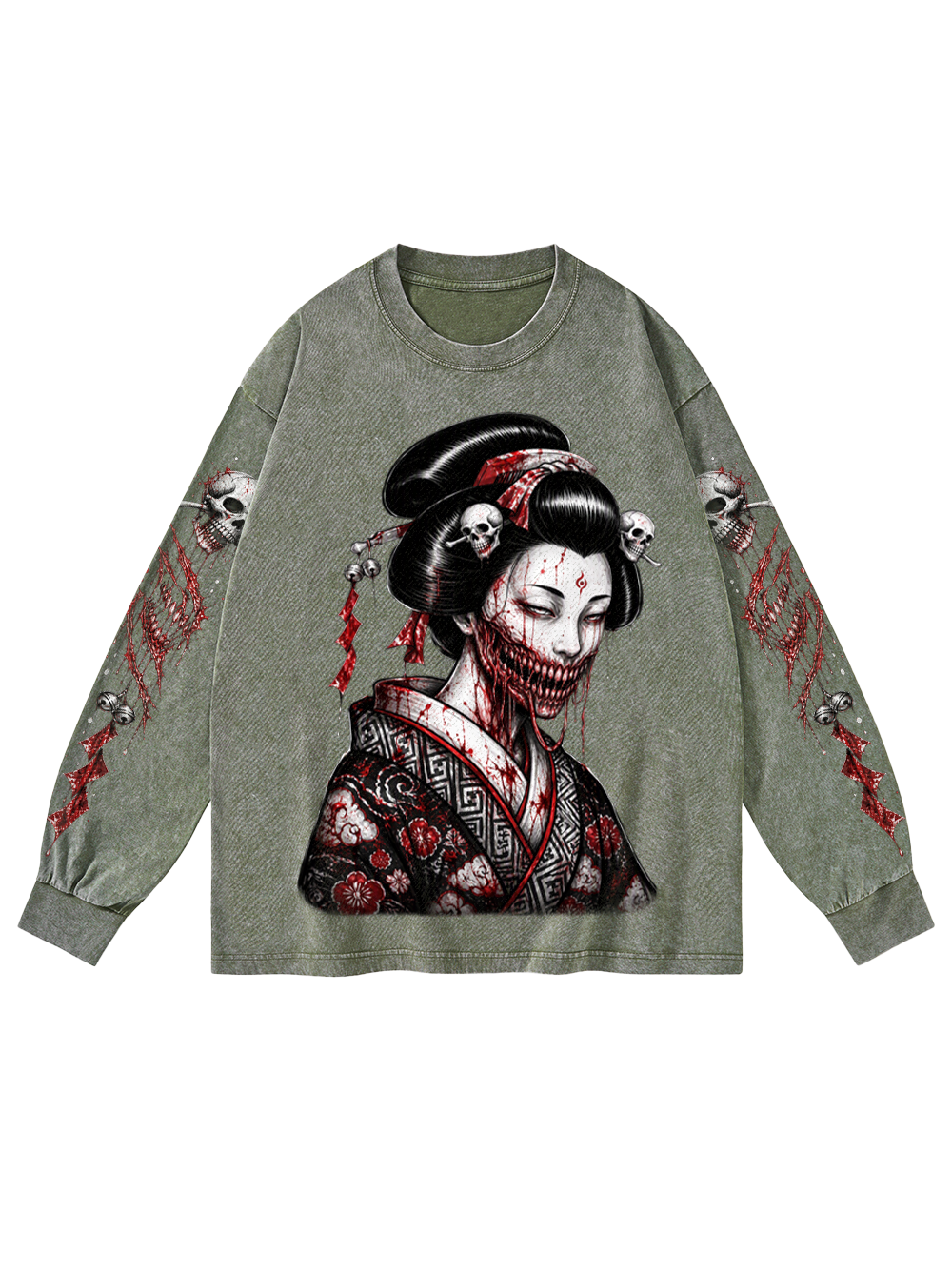 BLOOD MAIDEN WASHED LONG-SLEEVE GRAPHIC TSHIRT