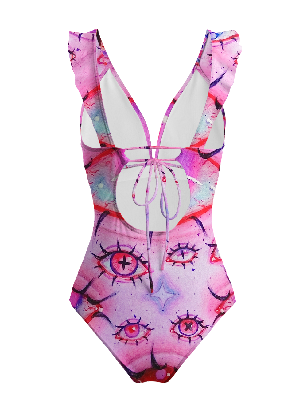 EVIL EYES V-NECK ONE PIECE SWIMSUIT