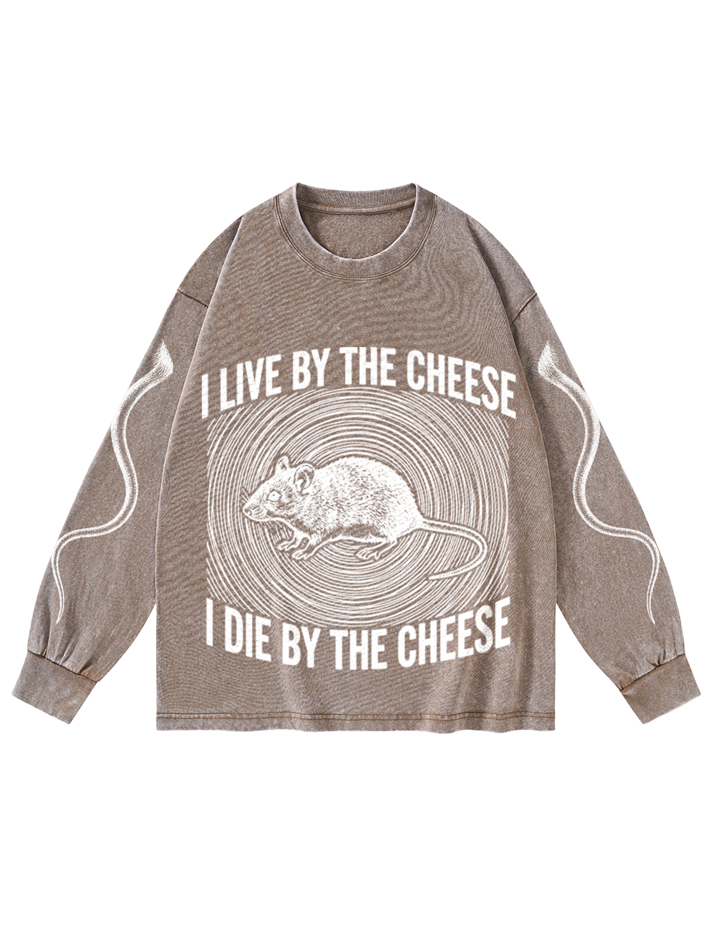 CHEESE RAT WASHED LONG-SLEEVE GRAPHIC TSHIRT