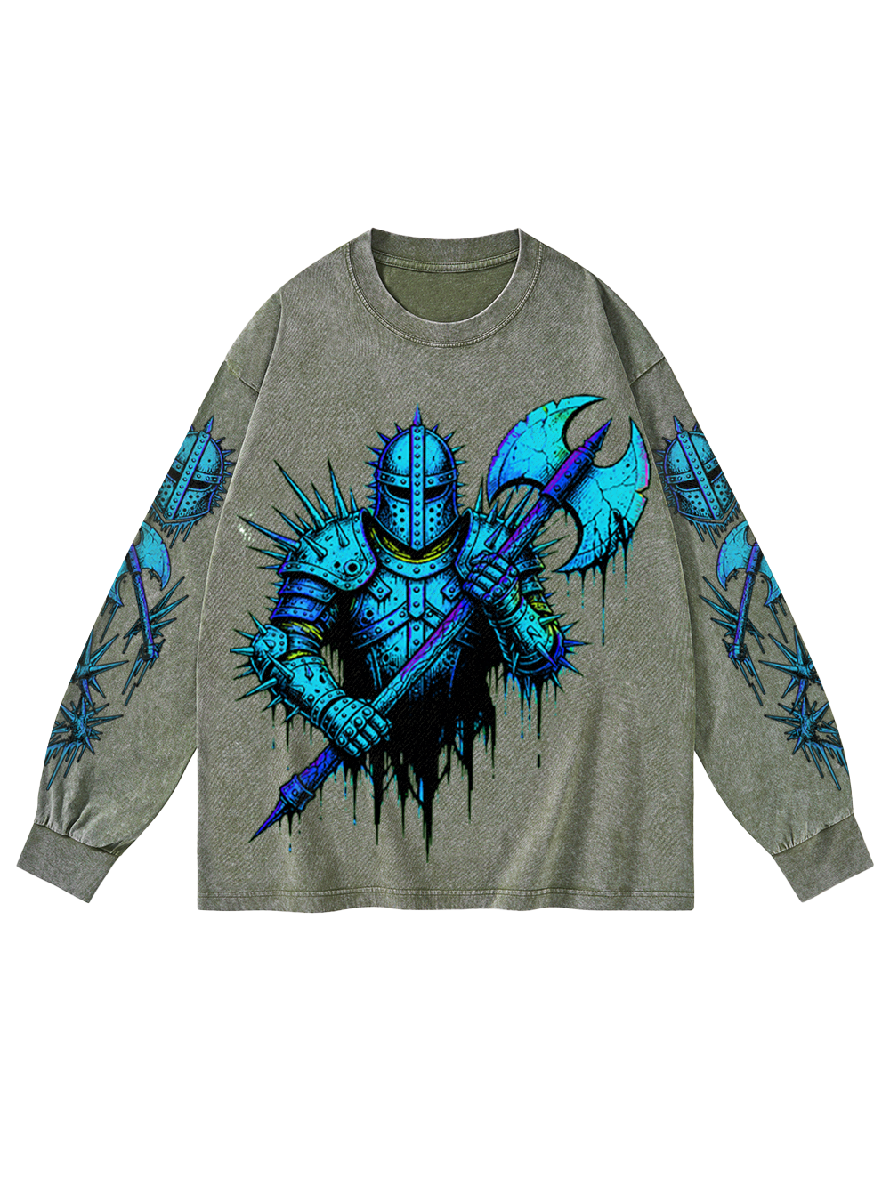 AZURE WARRIOR WASHED LONG-SLEEVE GRAPHIC TSHIRT
