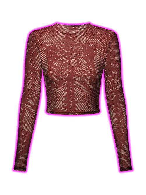 Skeleton Stripes Mesh Top