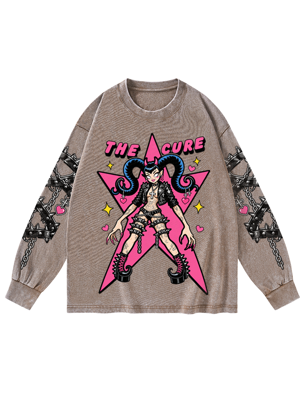 PUNK DEVIL WASHED LONG-SLEEVE GRAPHIC TSHIRT