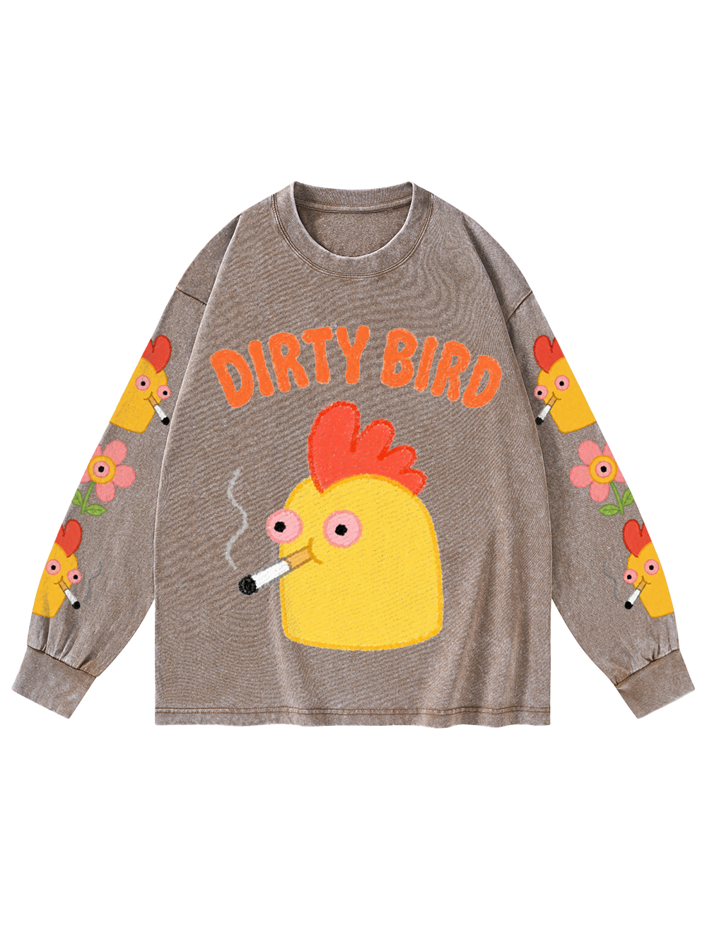 DIRTY BIRD VIBES WASHED LONG-SLEEVE GRAPHIC TSHIRT