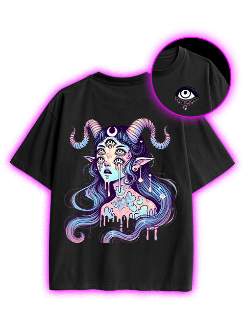 Mystic Melting Siren Double Sided Print Washed TShirt