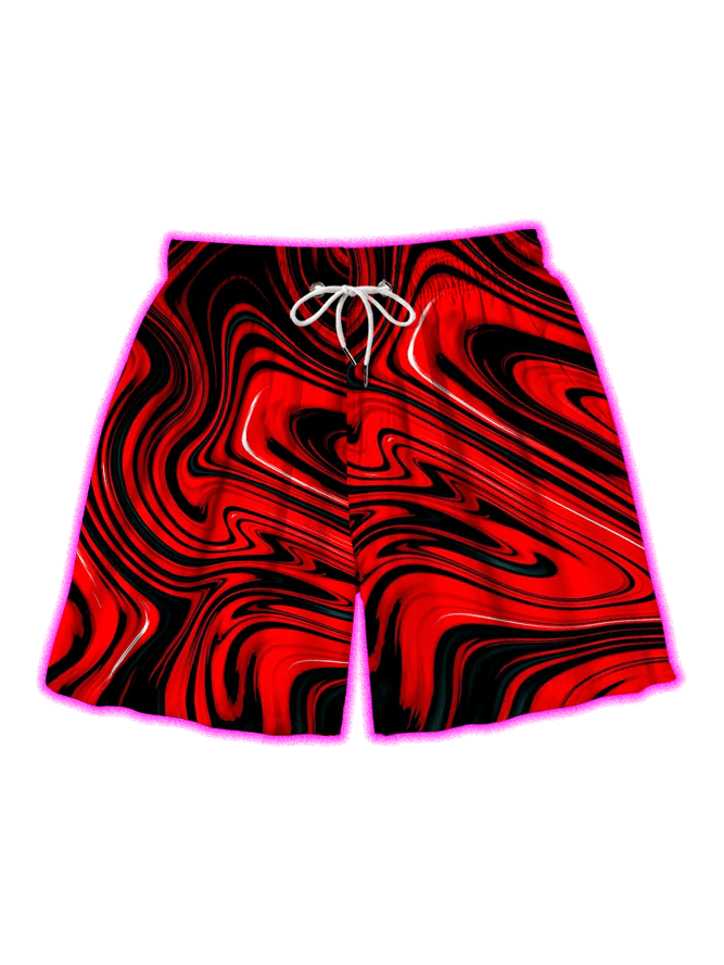Fluid Red Chaos All Over Print Shorts