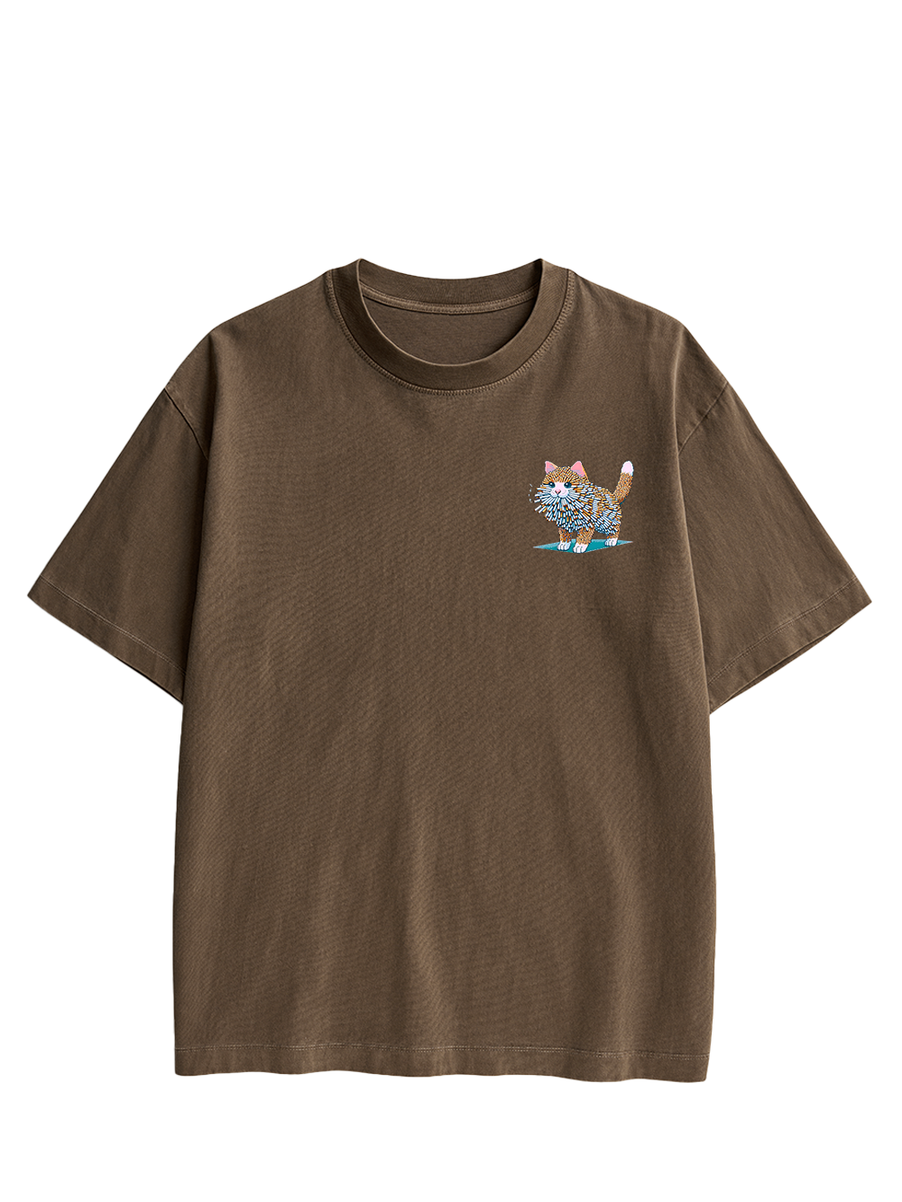 Cigarette Cat Double Sided Print Washed TShirt