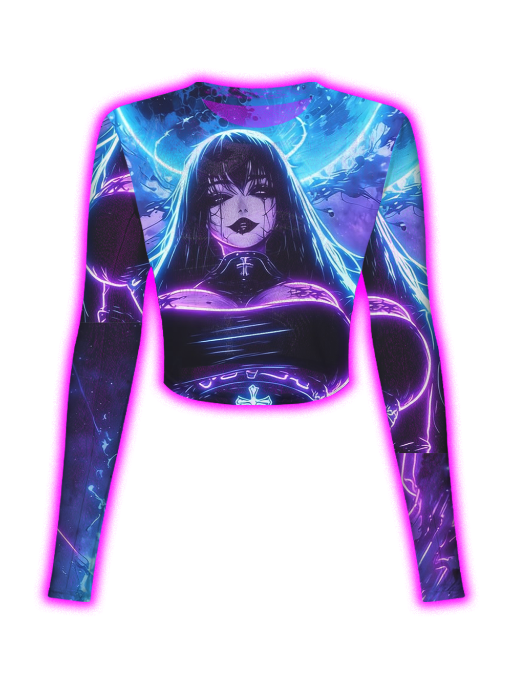 Neon Void Cyberpunk Anime Mesh Top