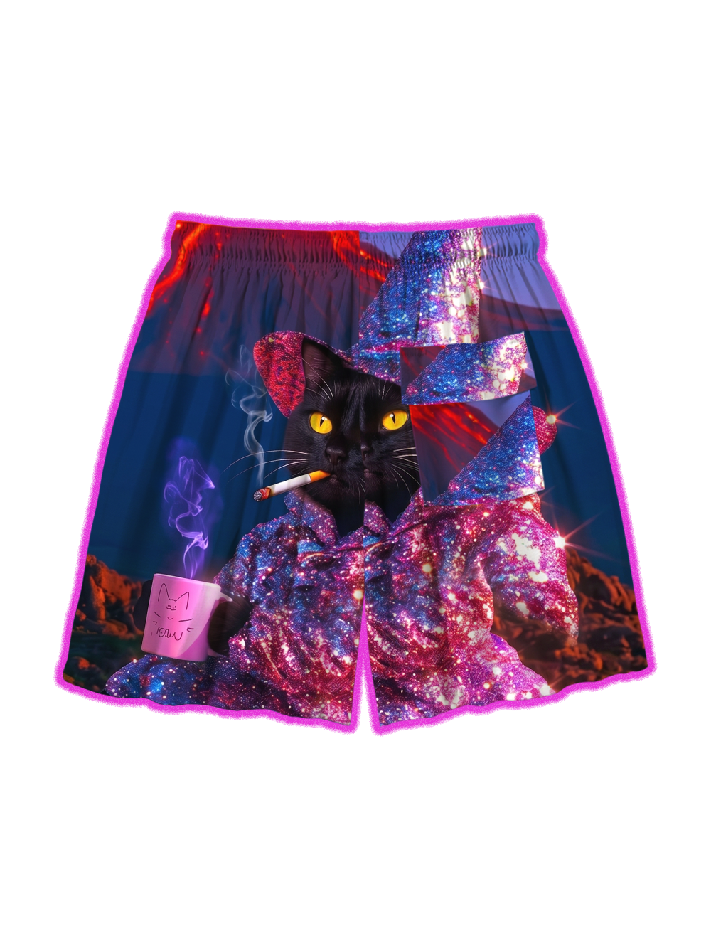 COSMIC WIZARD CAT ALL OVER PRINT SHORTS
