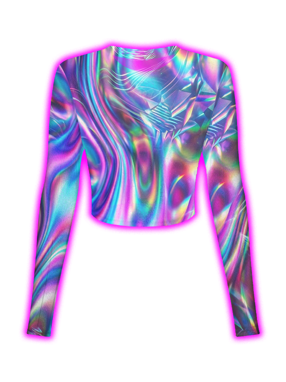 HOLOGRAPHIC RAINBOW SWIRL MESH TOP