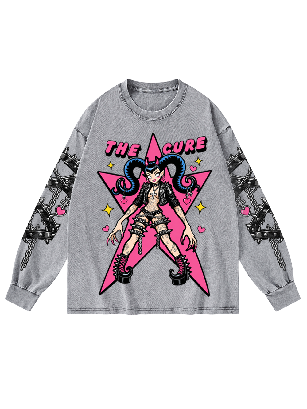 PUNK DEVIL WASHED LONG-SLEEVE GRAPHIC TSHIRT