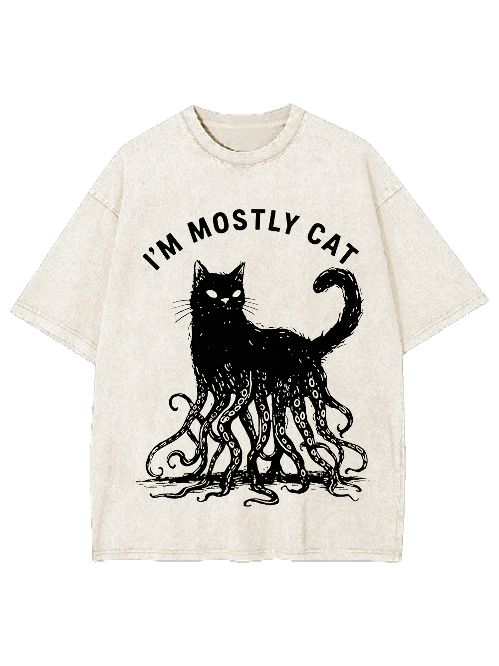 I Am Mostly Cat Washed Tshirt-ClassyOutlaw Sale