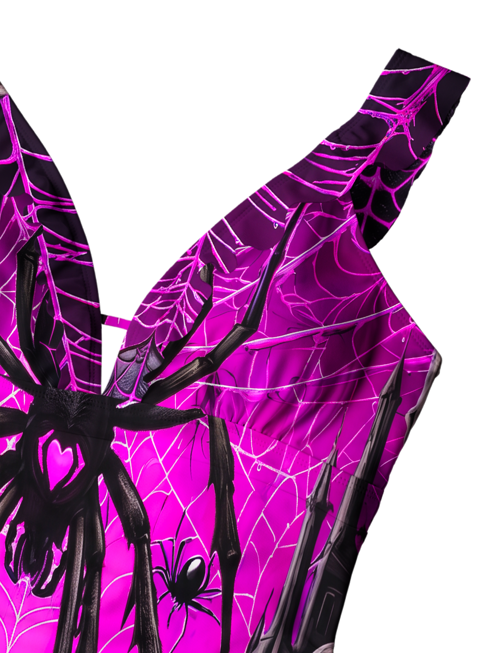 PINK VENOM SPIDER V-NECK ONE PIECE SWIMSUIT
