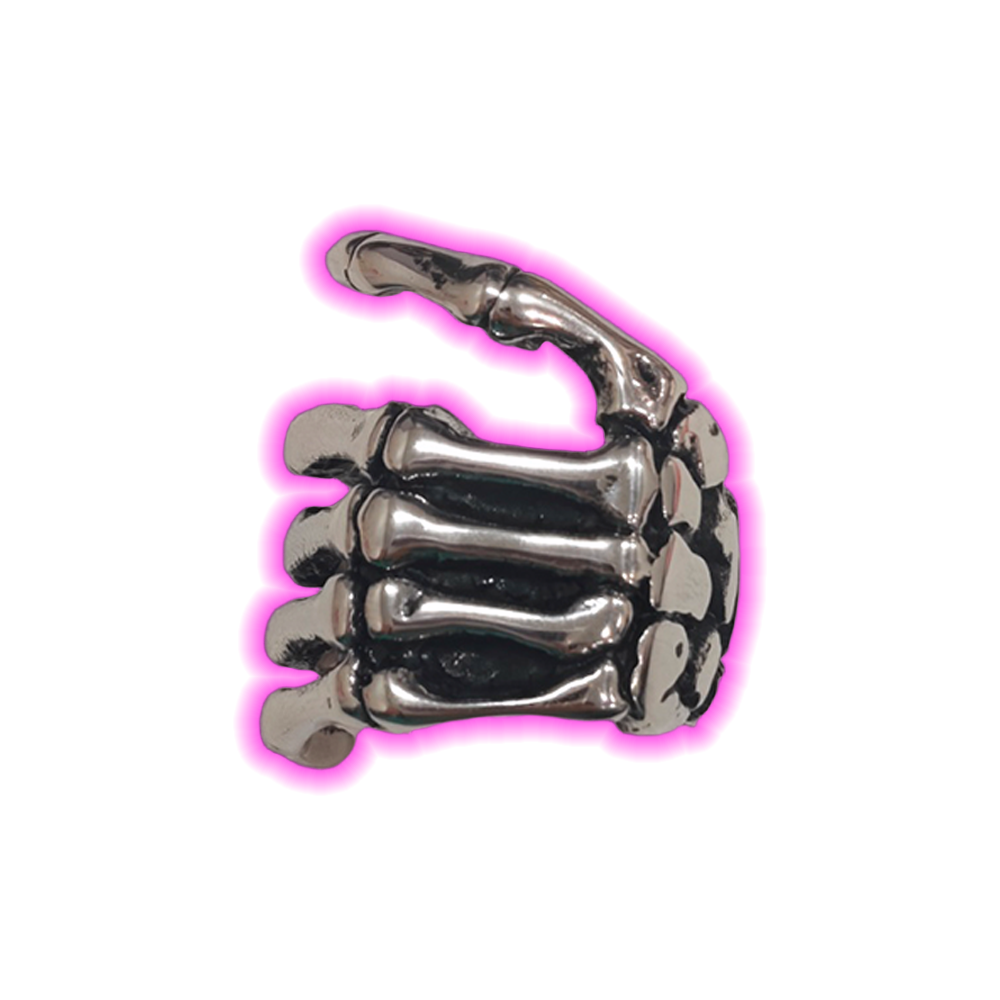 Dark Titanium Steel Hand Bone CLO Ring
