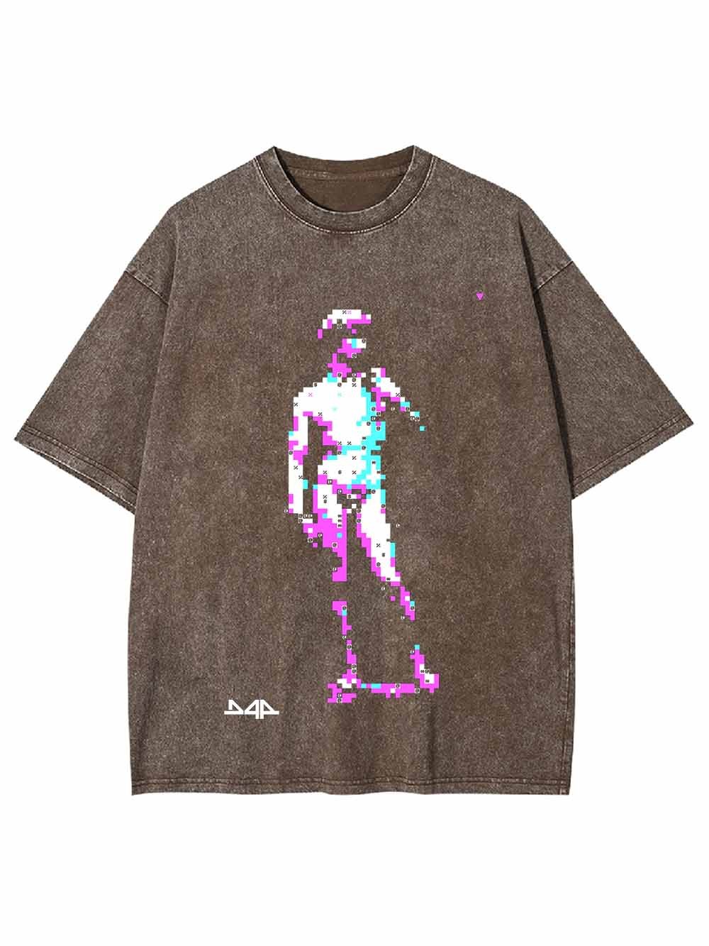 Vaporwave Pixel David Washed Tshirt