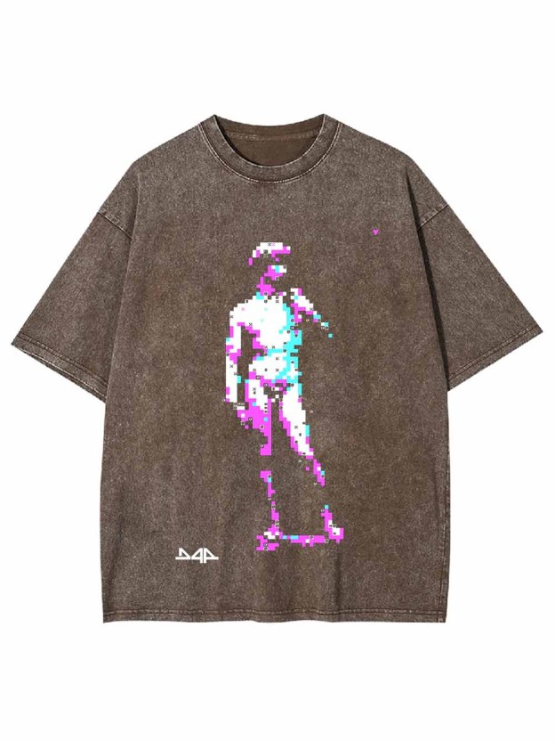 Vaporwave Pixel David Washed Tshirt
