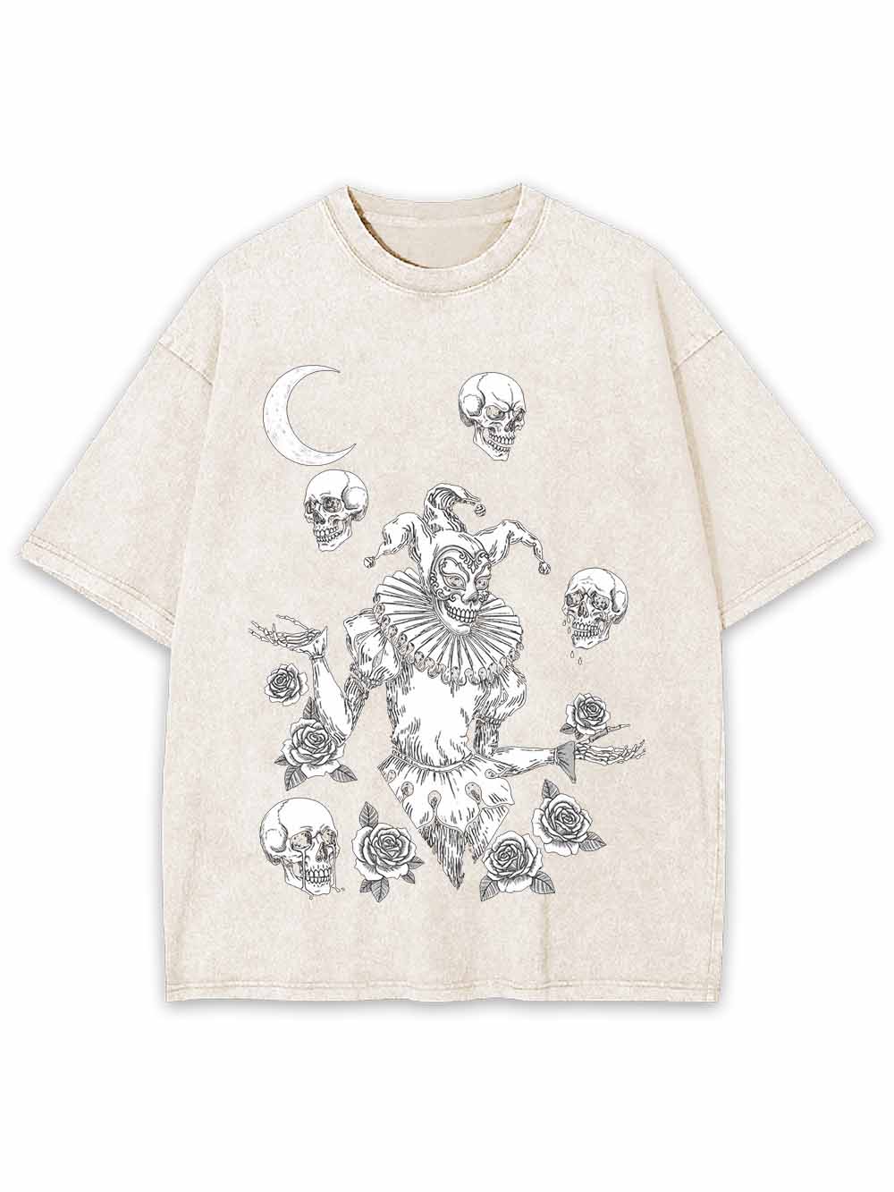 Skull Clown Rose Washed Tshirt
