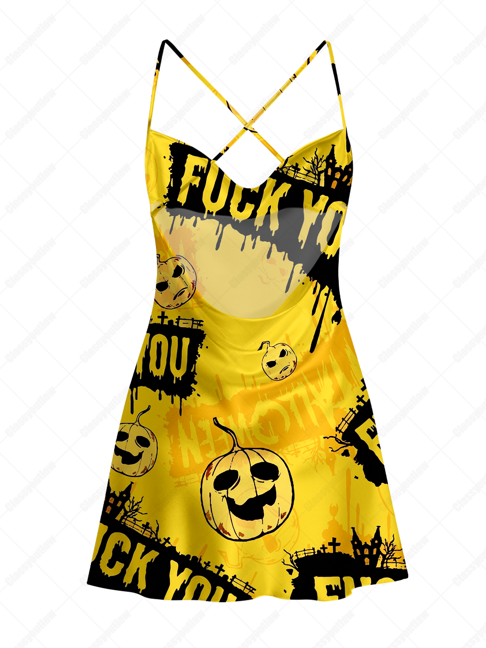 PUMPKIN ANGER SATIN CROSS BACK MINI DRESS
