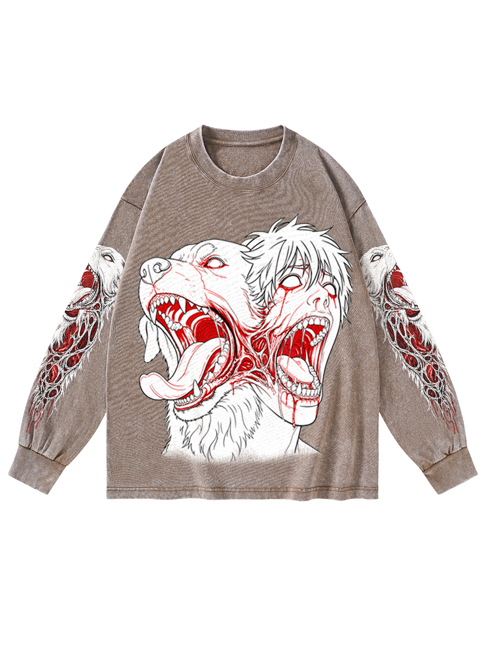 BLOOD SCREAM WASHED LONG-SLEEVE GRAPHIC TSHIRT