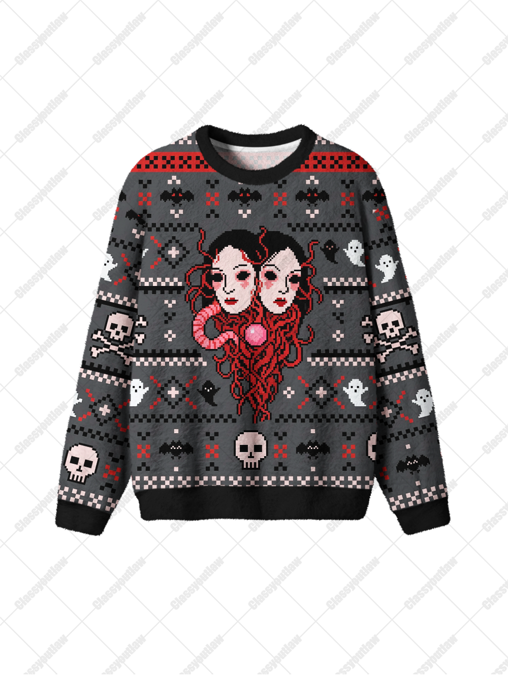 TWO FACES UGLY CHRISTMAS SWEATSHIRT