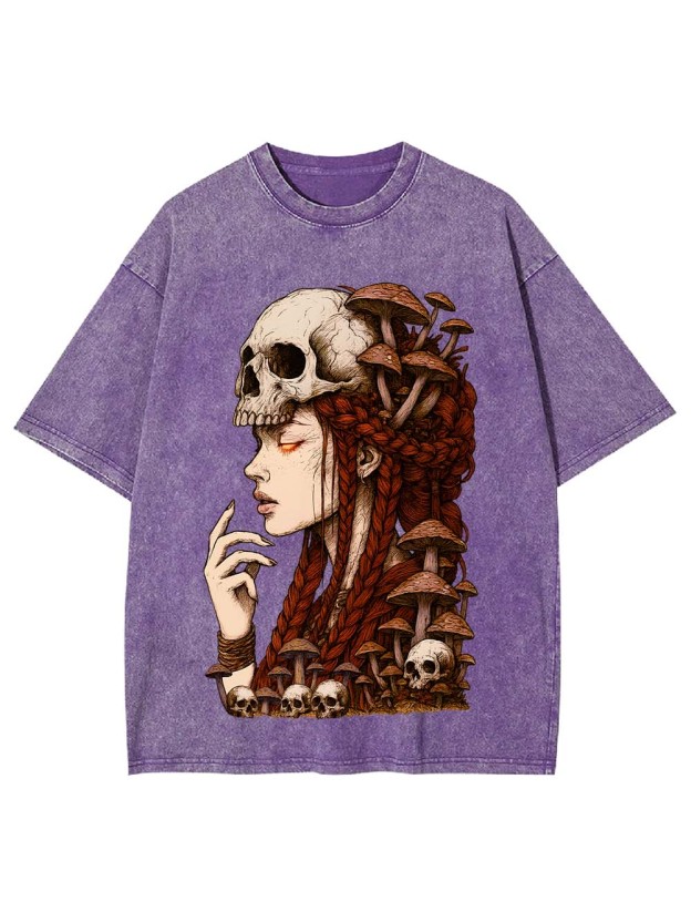 Skeleton Mushroom Witch Washed Tshirt