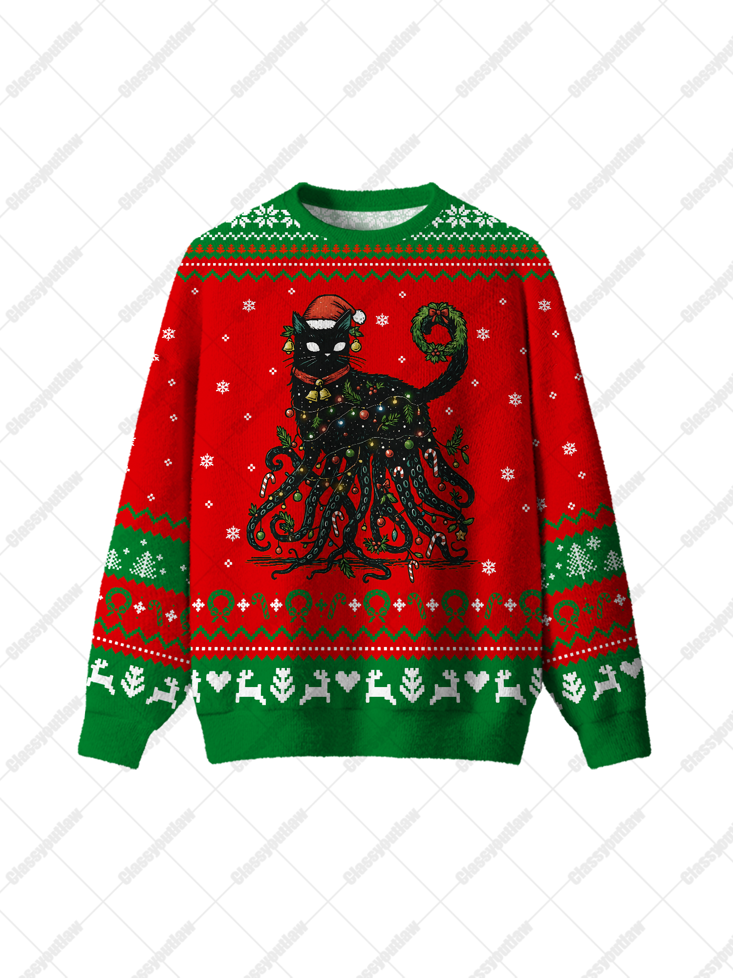 Black Cat Octopus UGLY CHRISTMAS SWEATSHIRT