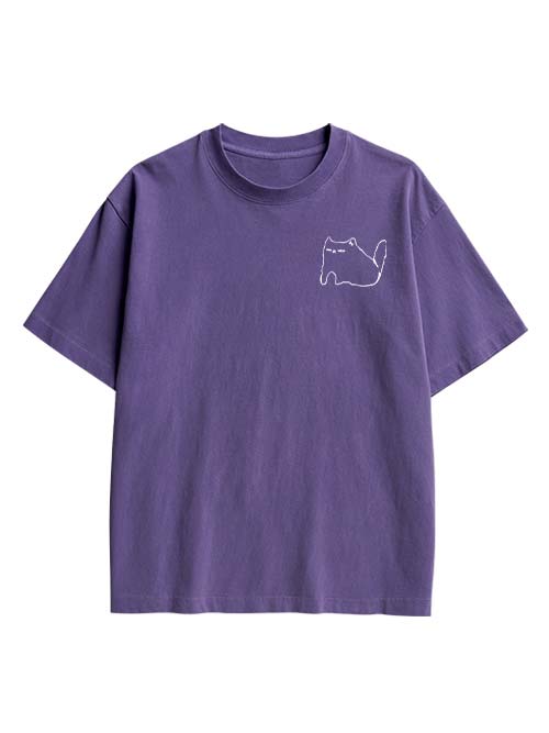 Ibuprofen Cat Double Sided Print Washed TShirt