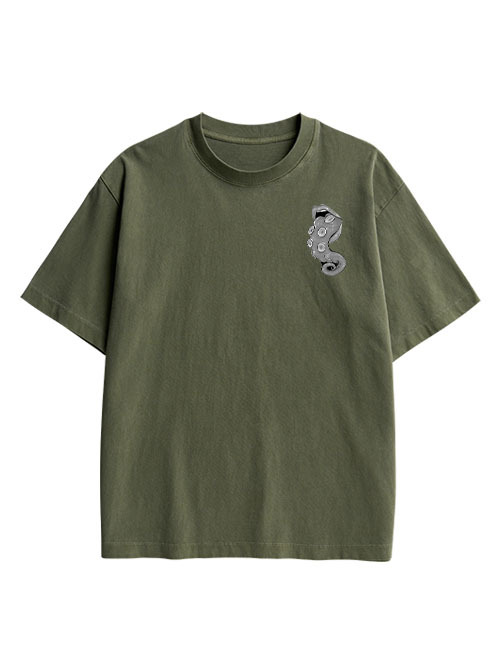 Tentacle Double Sided Print Washed TShirt