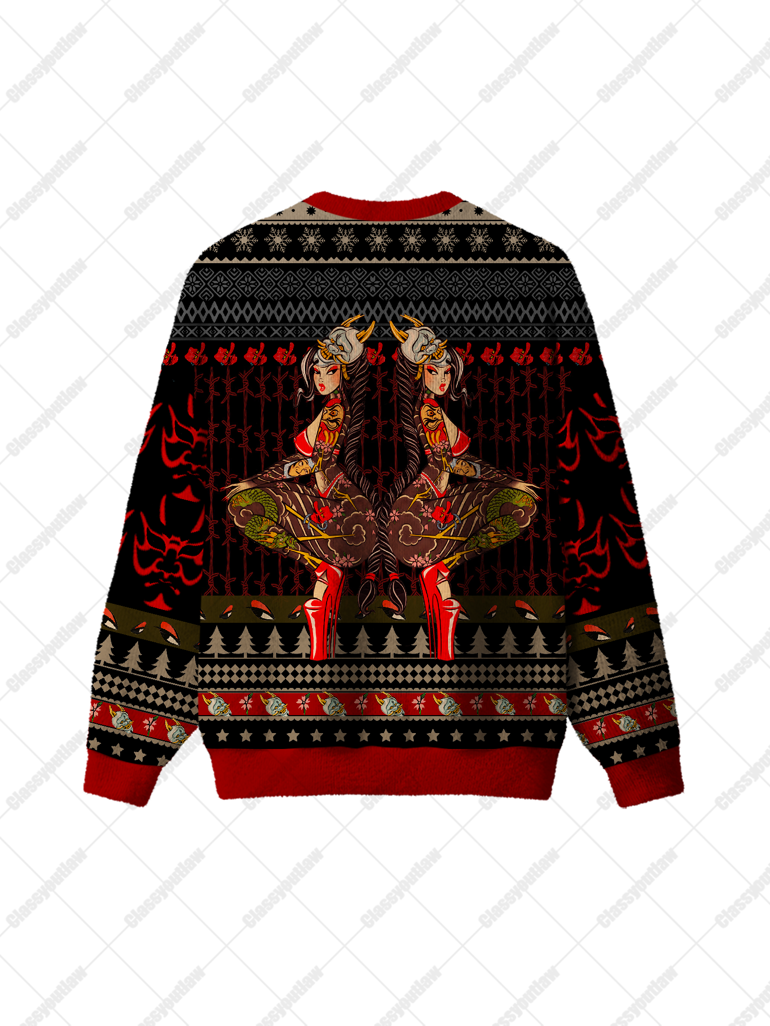 Mirror Samurai Girl UGLY CHRISTMAS SWEATSHIRT