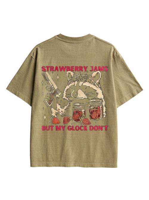 Strawberry Jams But My Glock Don't Double Sided Print Washed TShirt
