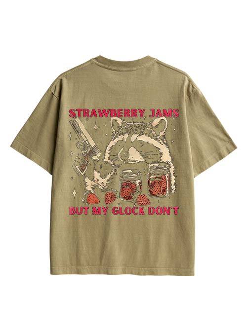 Strawberry Jams But My Glock Don't Double Sided Print Washed TShirt