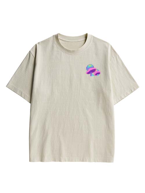 Mushroom Double Sided Print Washed TShirt