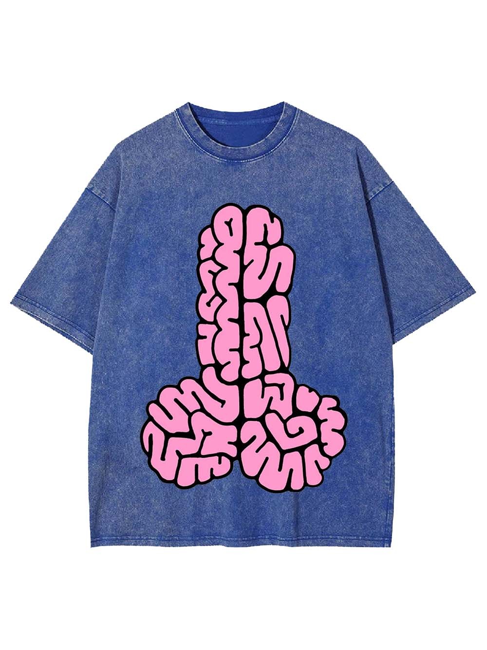Pink Brain Pattern Abstract Washed Tshirt