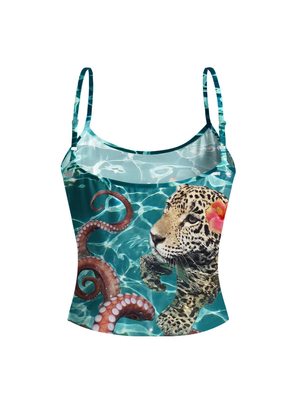 OCEAN FERAL FULL-PRINT SPAGHETTI-STRAP TOP