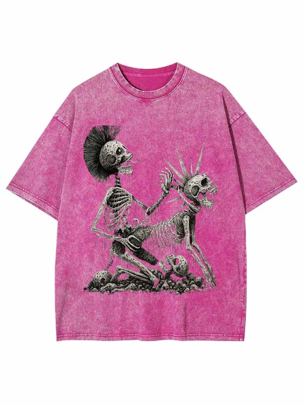 Skeleton Couple Washed Tshirt