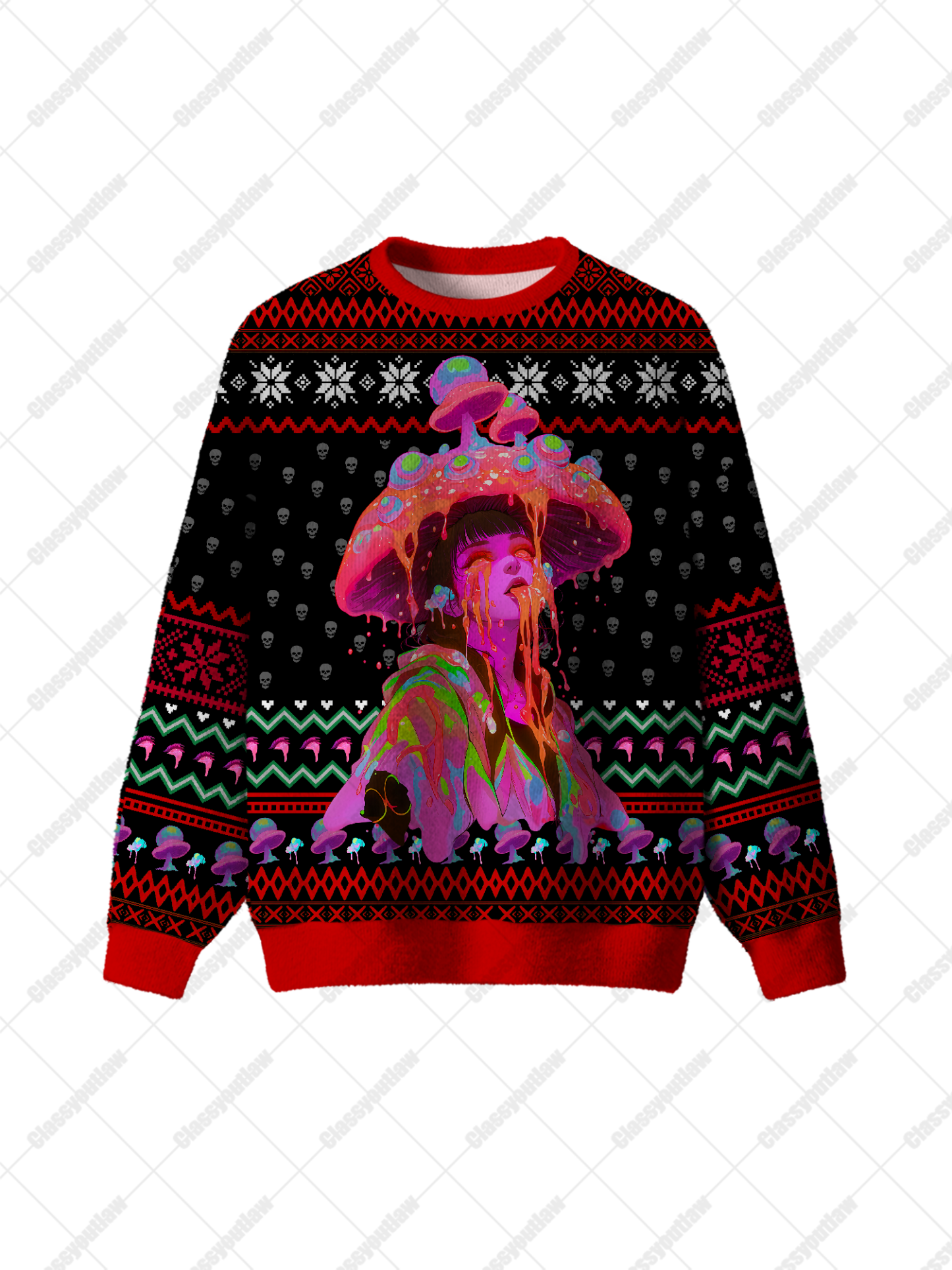 Mushroom Trance Sweater UGLY CHRISTMAS SWEATSHIRT-ClassyOutlaw Sale