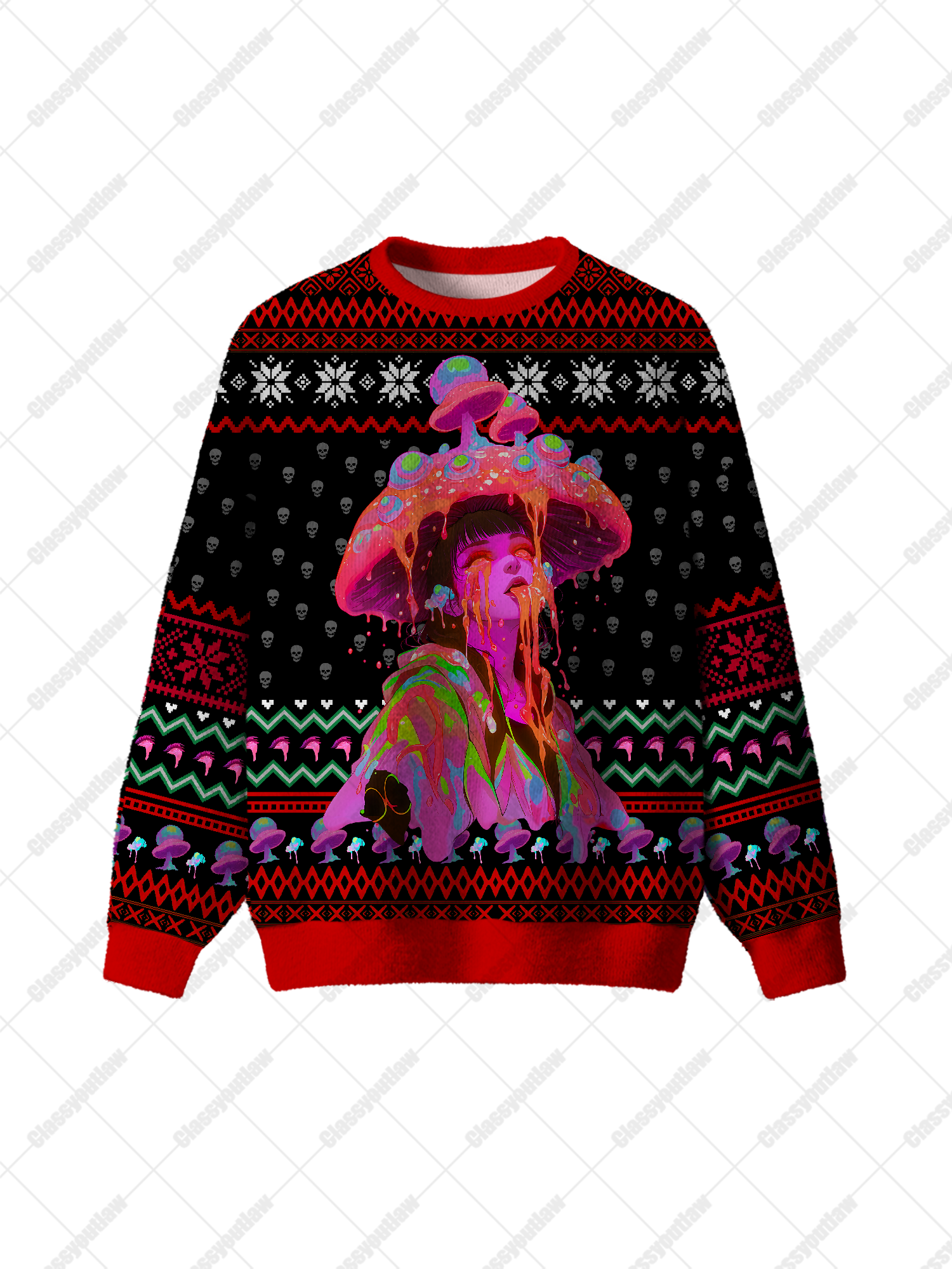 Mushroom Trance Sweater UGLY CHRISTMAS SWEATSHIRT-ClassyOutlaw Sale