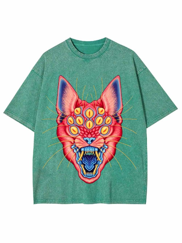 MULTI EYED PANTHER WASHED TSHIRT