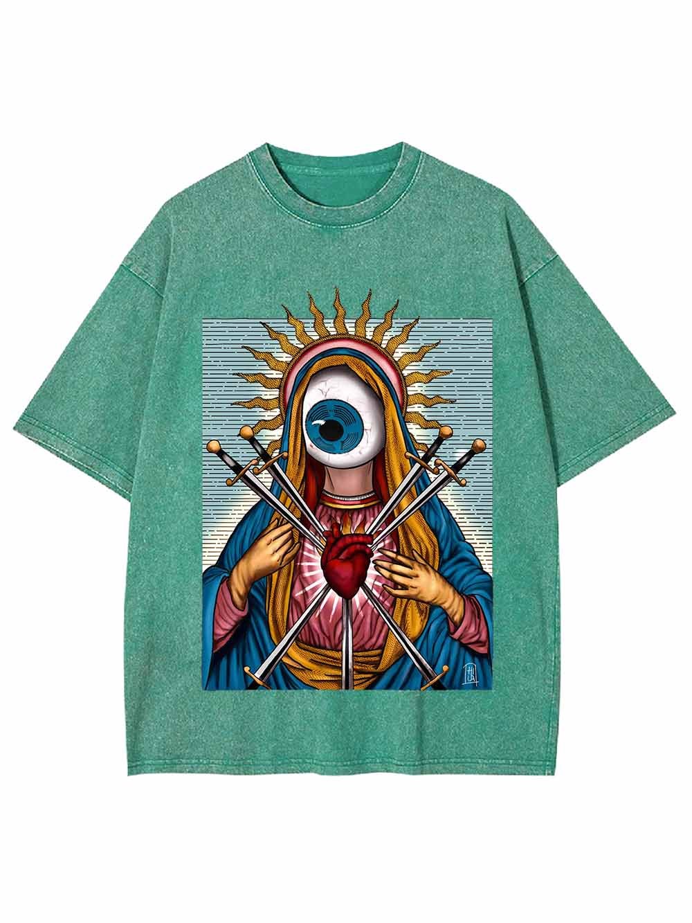 Sacred Heart Washed Tshirt-ClassyOutlaw Sale